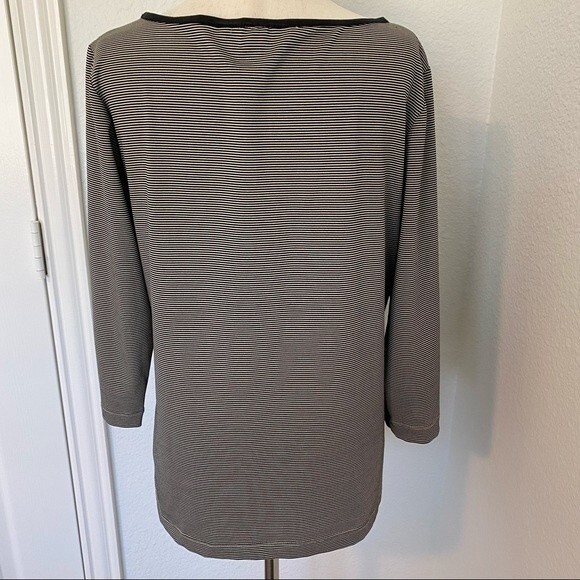 CHICO's Market 3/4 sleeve black cream striped size 12 - Picture 3 of 9